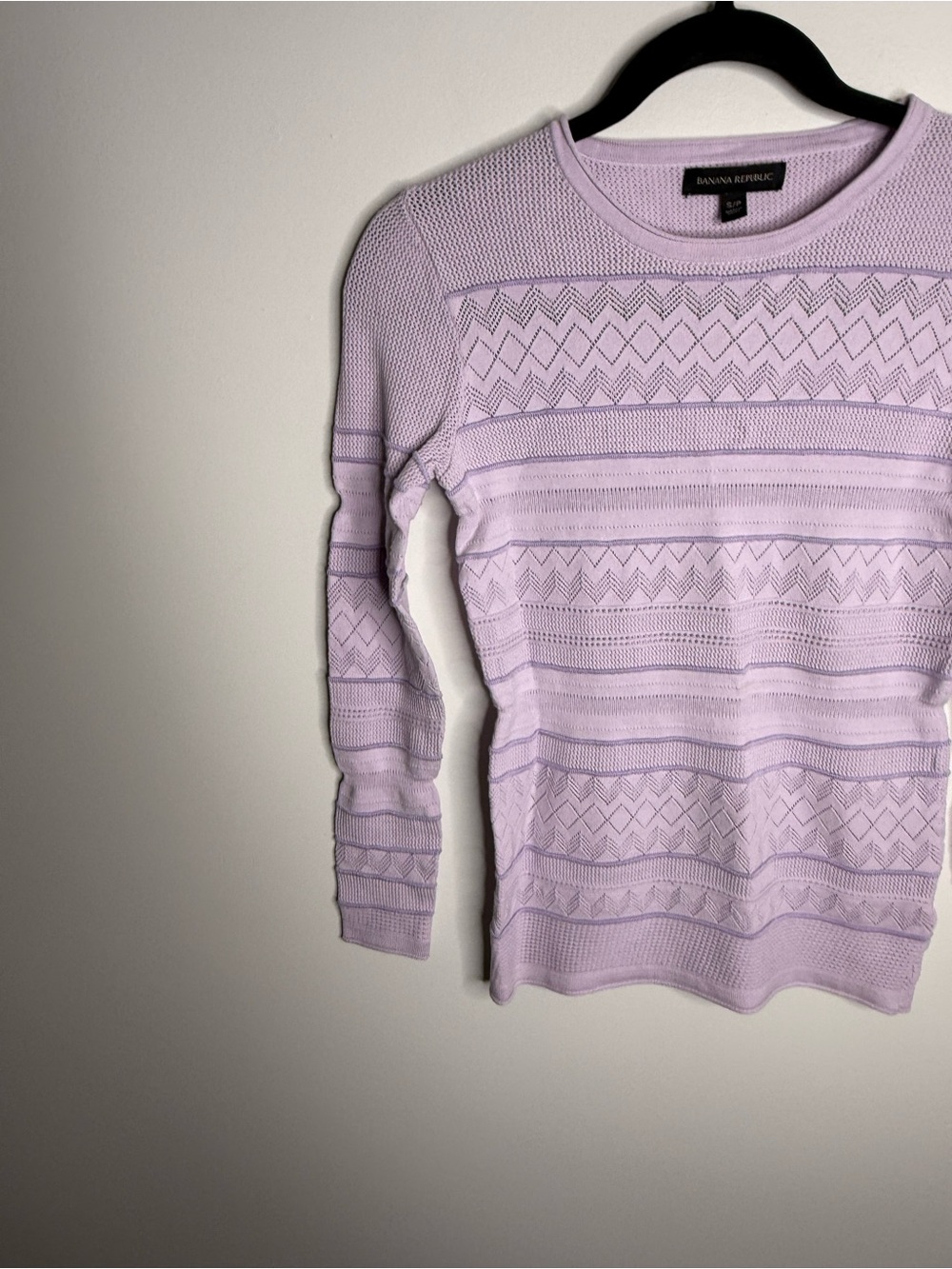 Banana Republic Lavender Pointelle Knit Long Sleeve Top size small - Picture 2 of 8